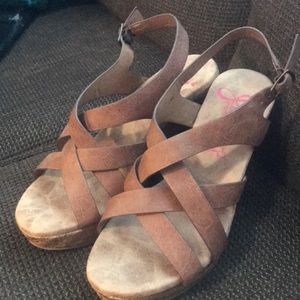 Brown wedge shoes. JellyPop brand.